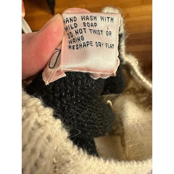 Jocelyn Smith Vtg. Beaded Gold Ivory Black Holiday Fancy Sweater Sz. M Y2K - Picture 6 of 8